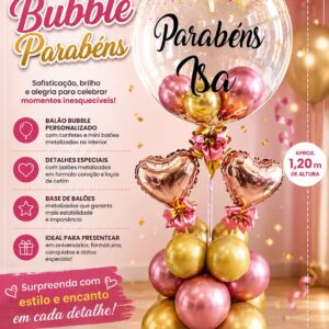 Arranjo Bubble Parabéns Personalizado Luxo