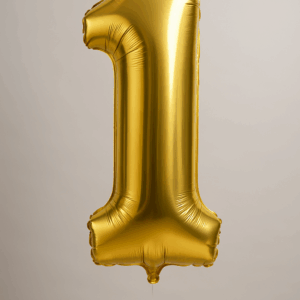 Balão Dourado Número com Gás Hélio – 1 Metro de Altura