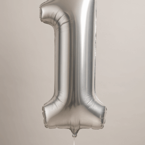 Balão Prata Número com Gás Hélio – 1 Metro de Altura
