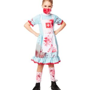 Fantasia Infantil Enfermeira Zumbi com Sangue – Halloween e Festas Temáticas