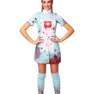 Fantasia Adulto Enfermeira Zumbi com Sangue – Halloween e Festas Temáticas