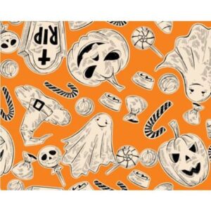 TNT Halloween Laranja Estampado – Vendido por Metro (1,40m largura)