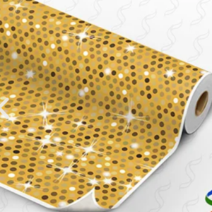 TNT Estampado Paetê Dourado – 1,40 m de Largura (Venda por Metro)