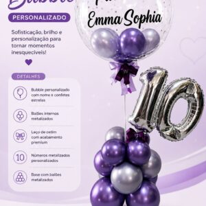 đ Arranjo Bubble Personalizado com NĂșmero Metalizado