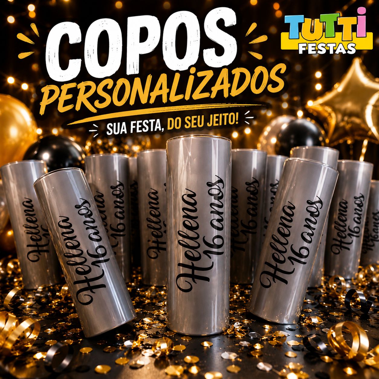 10 Copos Long Drink Personalizados 350ml – Personalize com Nome, Tema ou Logo