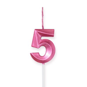 Vela de Aniversário Glamour Metalizada com Palito Rosa – Poli Fest