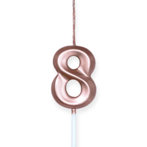 Vela de Aniversário Glamour Metalizada com Palito Rose Gold – Poli Fest
